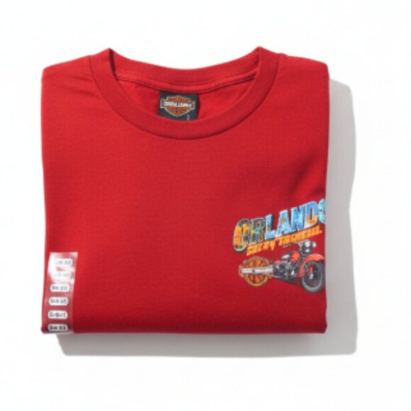 Harley Davidson Orlando Florida T Shirt Mens Small Red Biker Motorcycle Tee - Picture 12 of 14